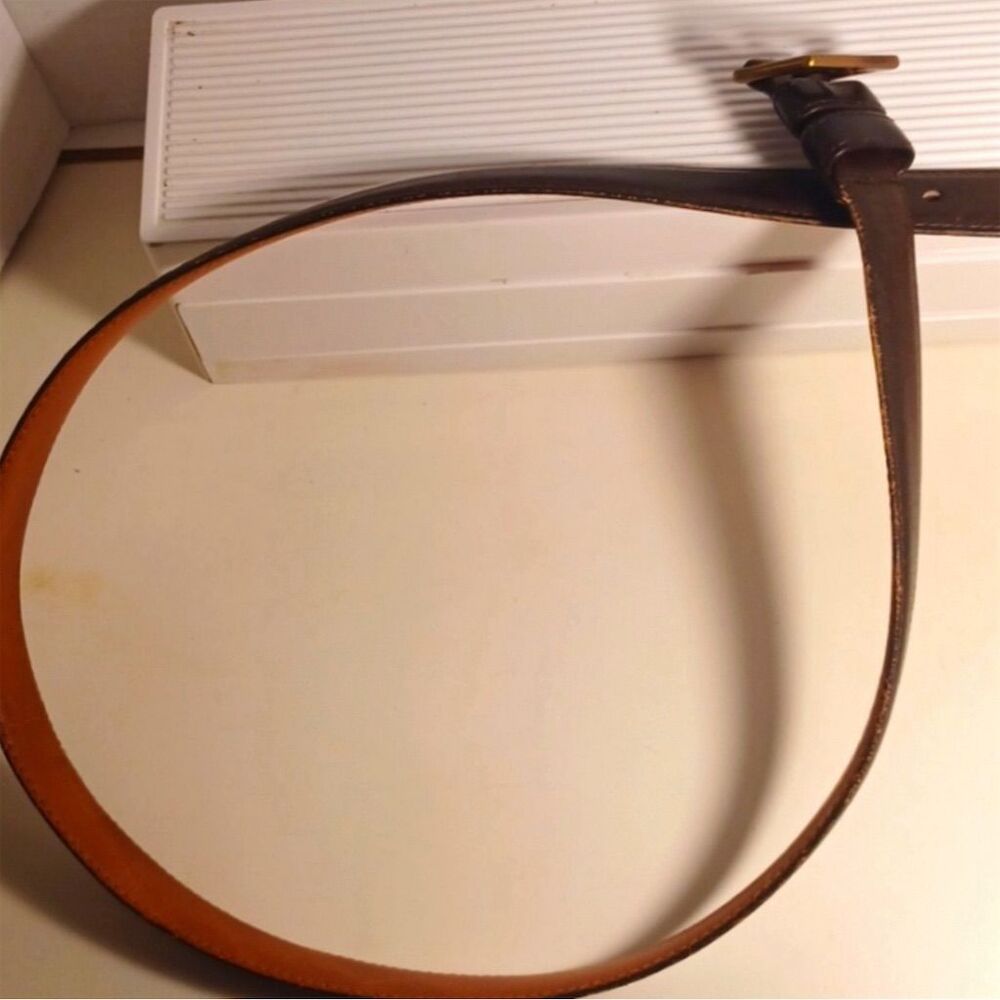 Coach Women's Brown Leather Belt with Gold Buckle Size 36